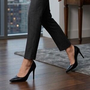 Office London Black Snakeskin Embossed Pointed Toe Pumps Stiletto Heels Size 39
